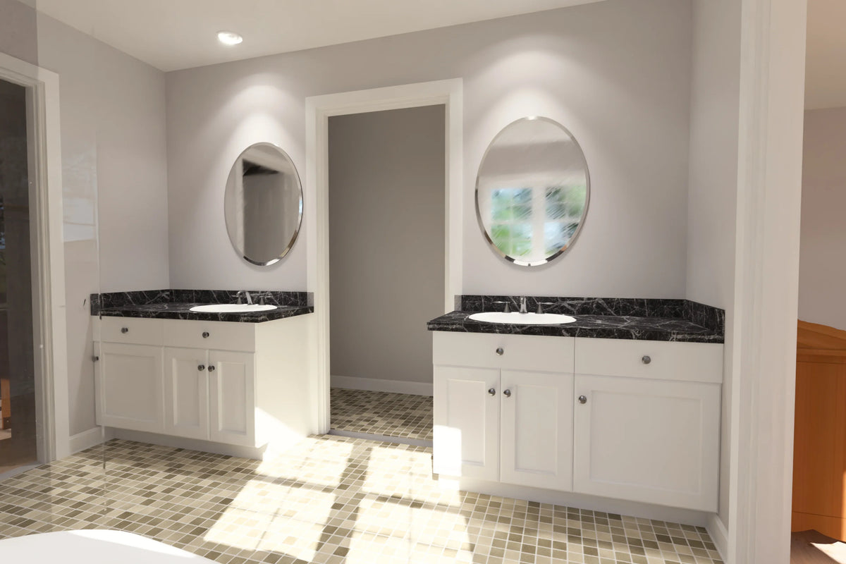 J7556-E Cottage House Master Bathroom, 4 Bedrooms, 2.5 Bathrooms | Plan 24613 