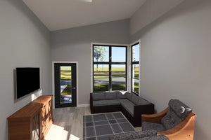J7557-E Modern House Living Room, 3 Bedrooms, 2 Bathrooms | Plan 24614 