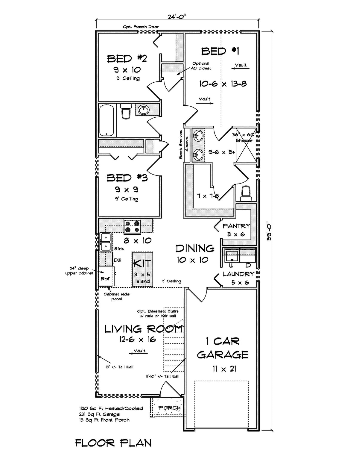 J7557-E Modern House First Floor Plan, 3 Bedrooms, 2 Bathrooms | Plan 24614 