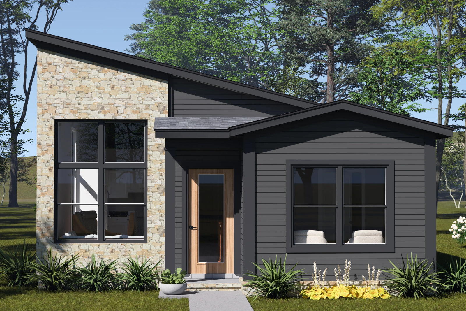 J7558-E Modern House, 4 Bedrooms, 3 Bathrooms | Plan 24615 Exterior-1