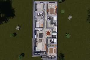 J7558-E Modern House 3D First Floor, 4 Bedrooms, 3 Bathrooms | Plan 24615 