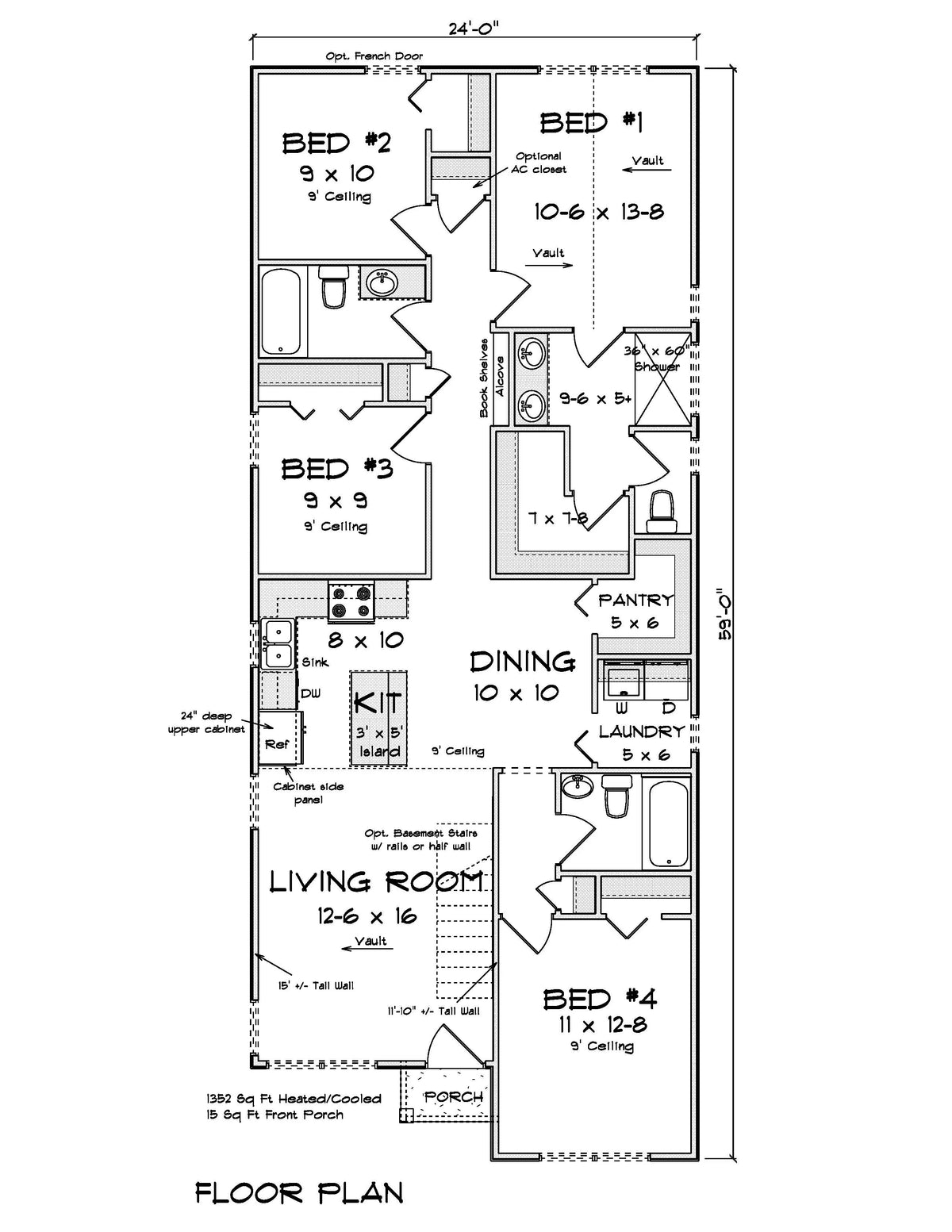 J7558-E Modern House First Floor Plan, 4 Bedrooms, 3 Bathrooms | Plan 24615 