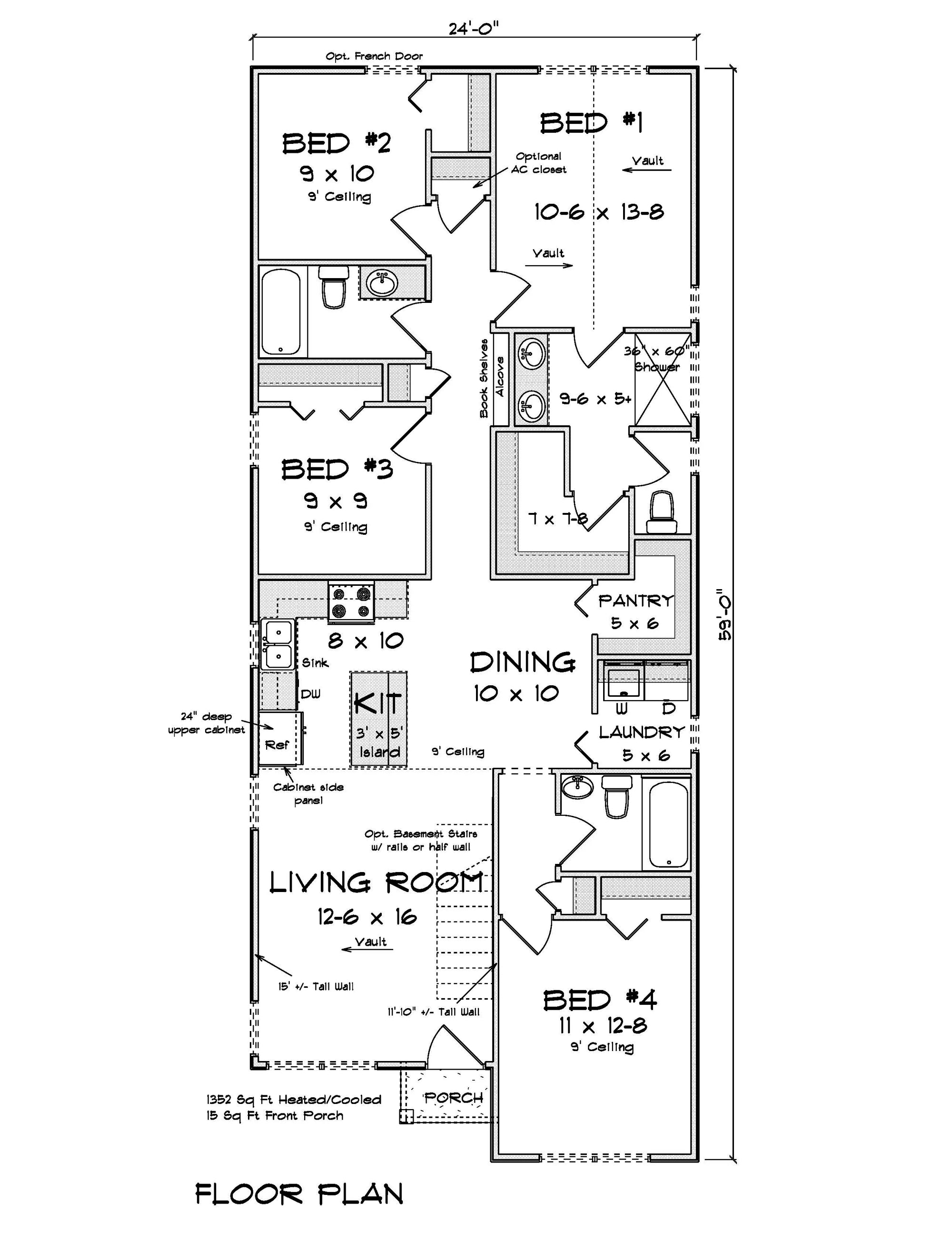 J7558-E Modern House First Floor Plan, 4 Bedrooms, 3 Bathrooms | Plan 24615 