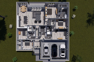 J7560-E Modern House 3D First Floor, 4 Bedrooms, 3.5 Bathrooms | Plan 24617 