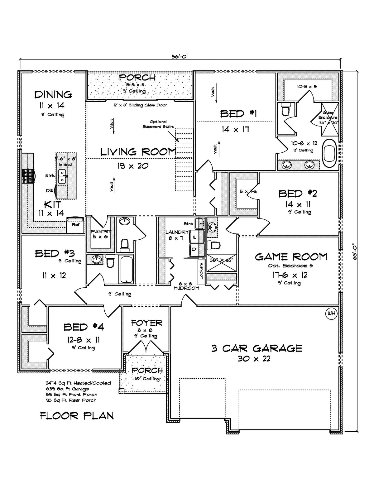 J7560-E Modern House First Floor Plan, 4 Bedrooms, 3.5 Bathrooms | Plan 24617 