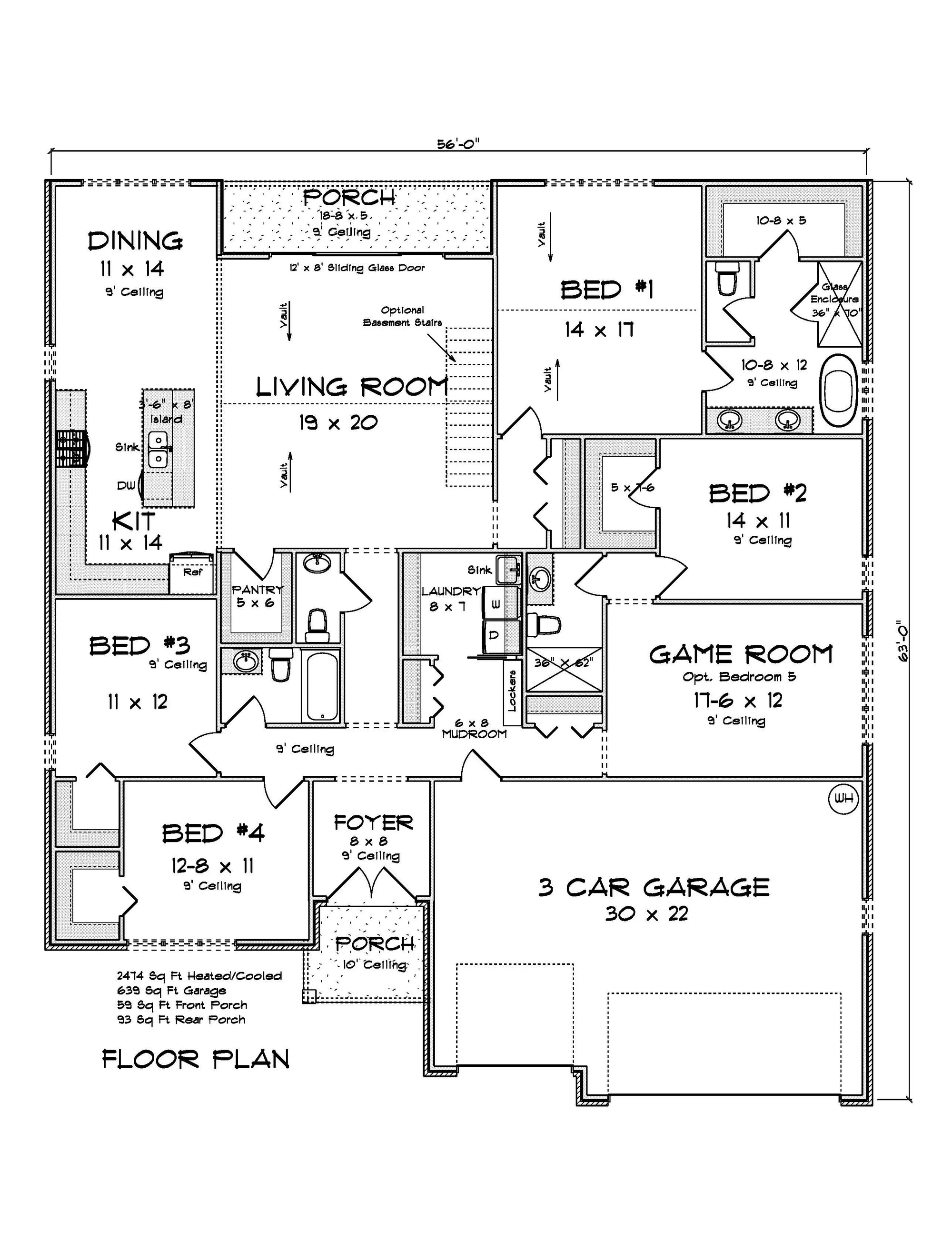J7560-E Modern House First Floor Plan, 4 Bedrooms, 3.5 Bathrooms | Plan 24617 