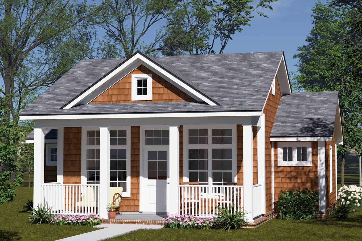 J7562-E Cottage House, 2 Bedrooms, 2 Bathrooms | Plan 24618 Exterior-2
