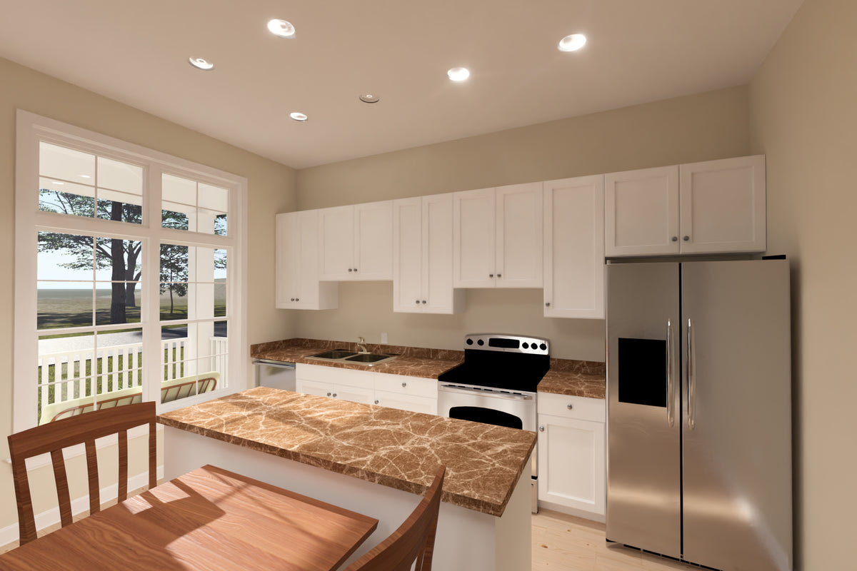 J7562-E Cottage House Kitchen, 2 Bedrooms, 2 Bathrooms | Plan 24618 
