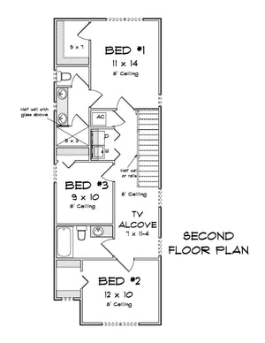 J7563-E Modern House Second Floor Plan, 4 Bedrooms, 3 Bathrooms | Plan 24619 