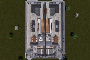 J7564-E Traditional Duplex House 3D First Floor, 8 Bedrooms, 6 Bathrooms | Plan 24620 