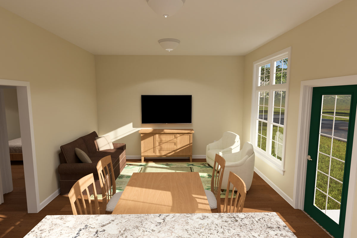 J7734-E Cottage House Living, 2 Bedrooms, 2 Bathrooms | Plan 24621