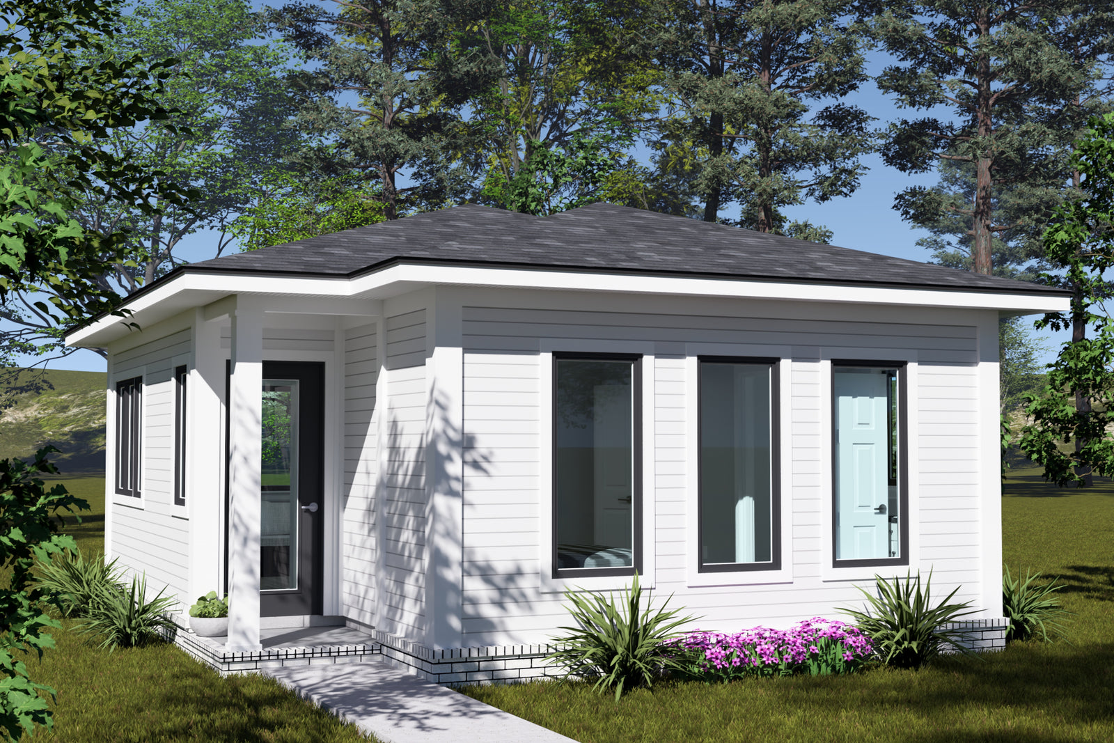 J7736-E Contemporary House, 1 Bedroom, 1 Bathroom | Plan 24623 Exterior