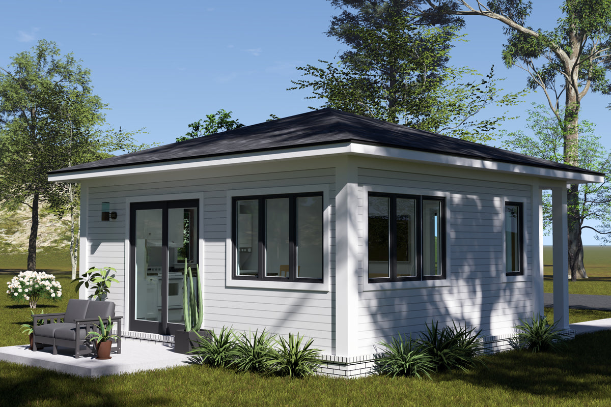 J7736-E Contemporary House, 1 Bedroom, 1 Bathroom | Plan 24623 Exterior-3