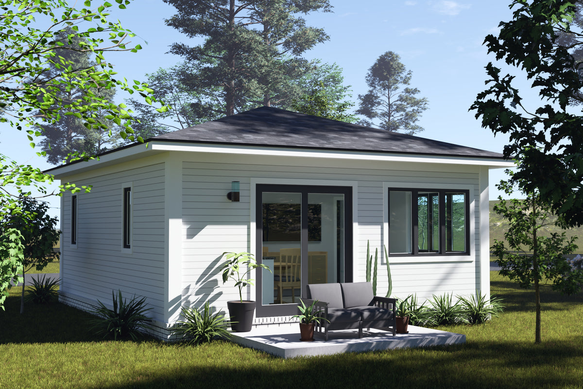 J7736-E Contemporary House, 1 Bedroom, 1 Bathroom | Plan 24623 Exterior-4