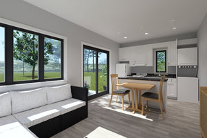 J7736-E Contemporary House Great Room, 1 Bedroom, 1 Bathroom | Plan 24623