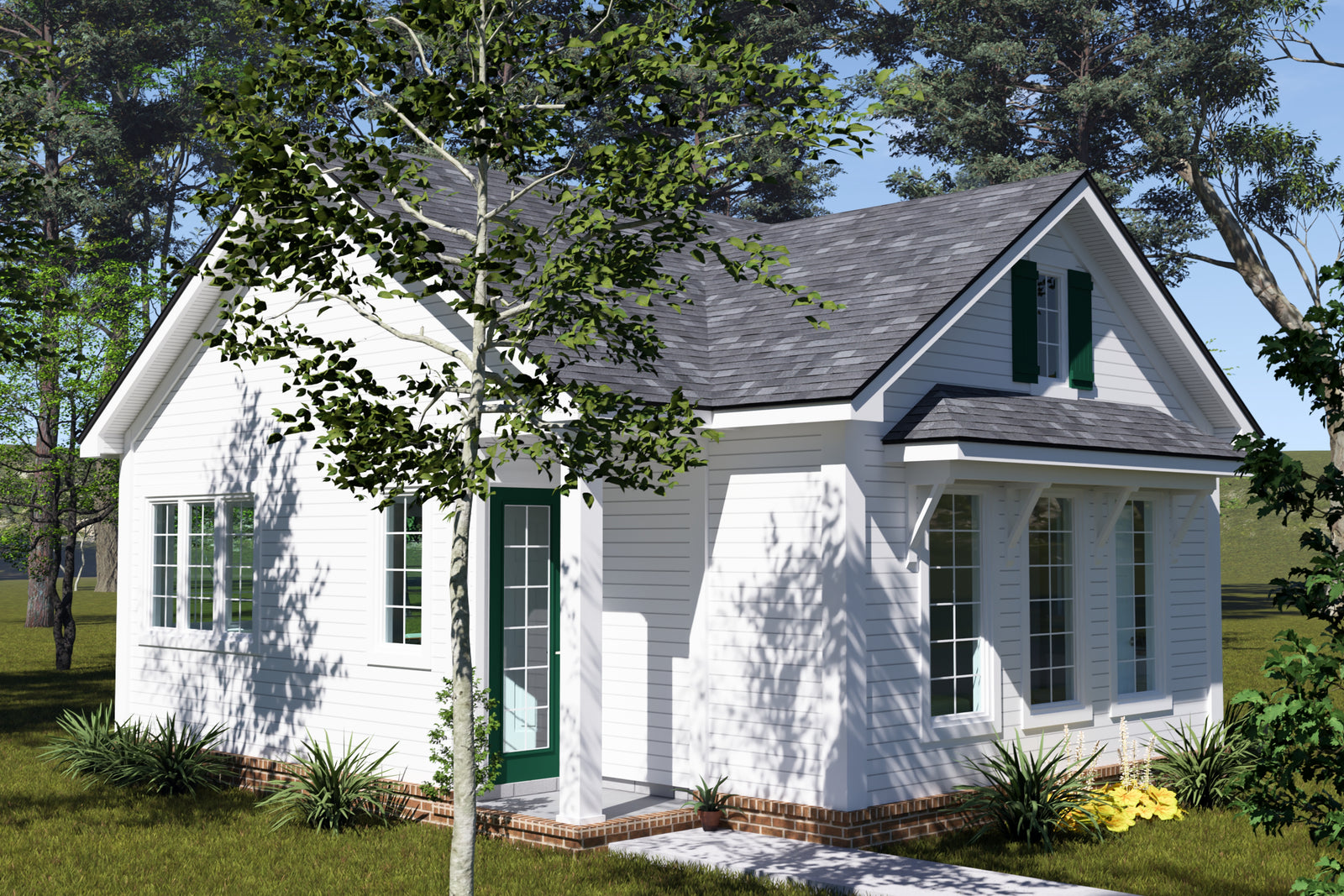 J7737-E Cottage House, 1 Bedroom, 1 Bathroom | Plan 24624 Exterior