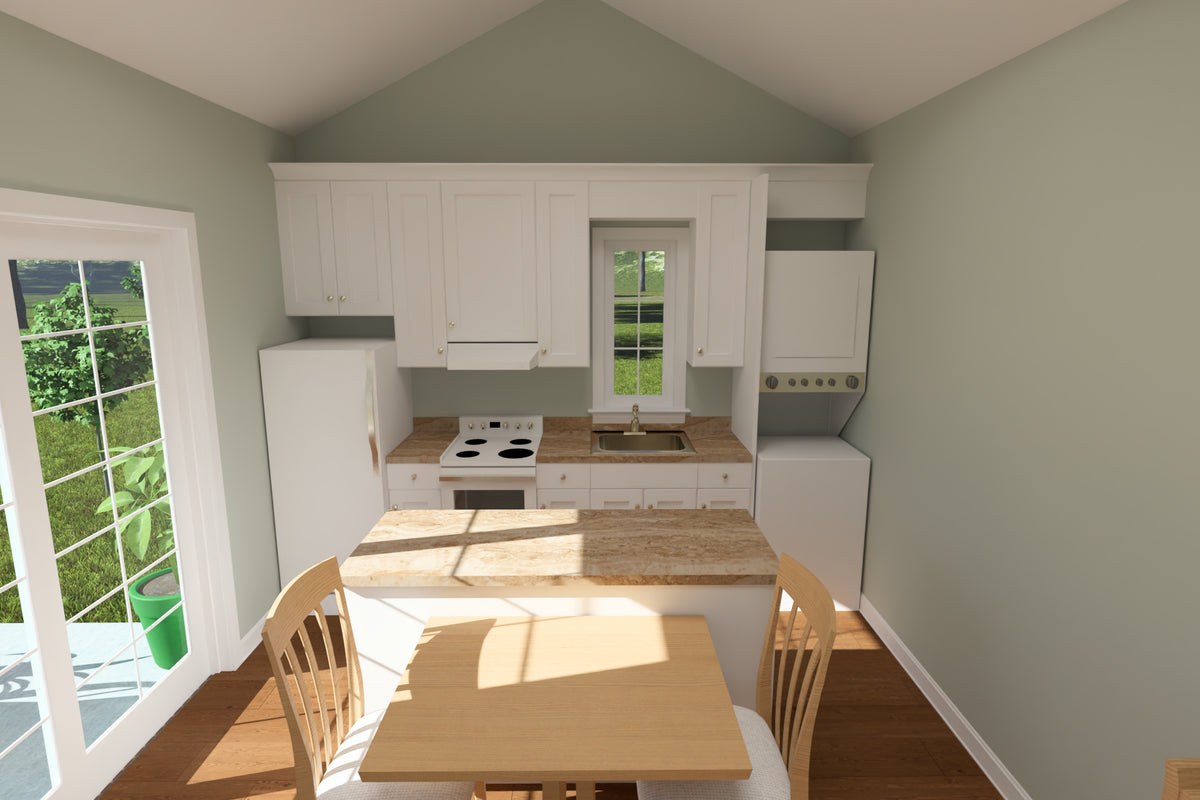 J7737-E Cottage House Kitchen, 1 Bedroom, 1 Bathroom | Plan 24624 