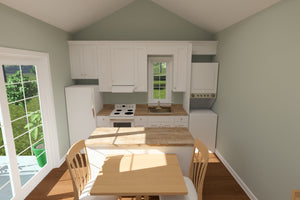 J7737-E Cottage House Kitchen, 1 Bedroom, 1 Bathroom | Plan 24624 