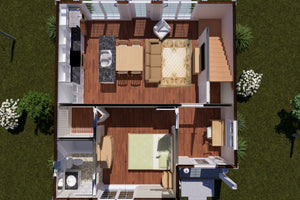 J7738-E Craftsman House 3D First Floor, 2 Bedrooms, 2 Bathrooms | Plan 24625 