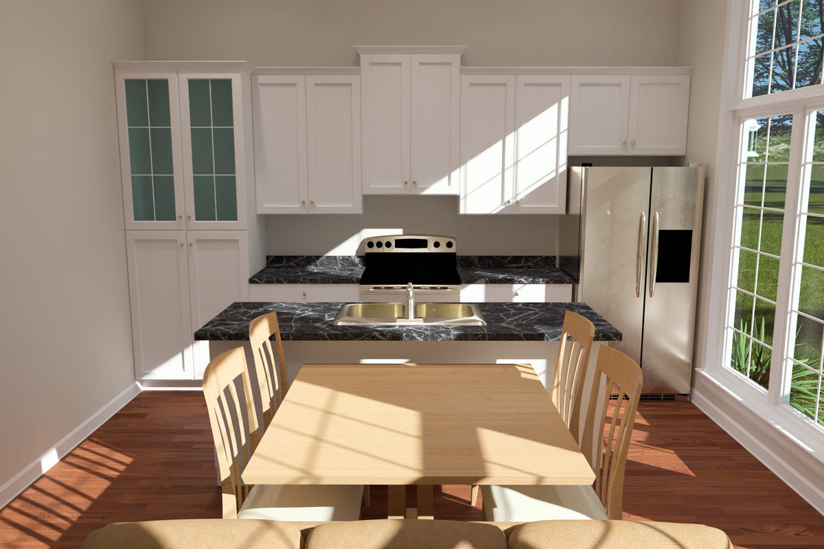 J7738-E Craftsman House Dining and Kitchen, 2 Bedrooms, 2 Bathrooms | Plan 24625