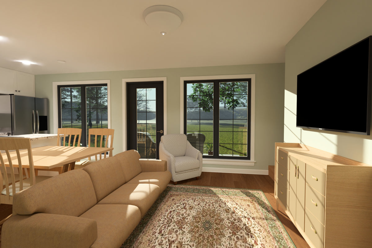 J7739-E Cottage House Great Room, 3 Bedrooms, 3 Bathrooms | Plan 24626 