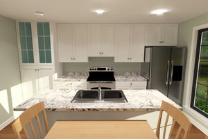 J7739-E Cottage House Kitchen, 3 Bedrooms, 3 Bathrooms | Plan 24626 