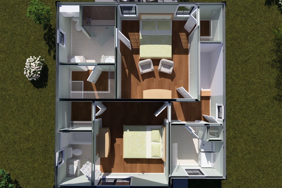 J7739-E Cottage House 3D Second Floor, 3 Bedrooms, 3 Bathrooms | Plan 24626 