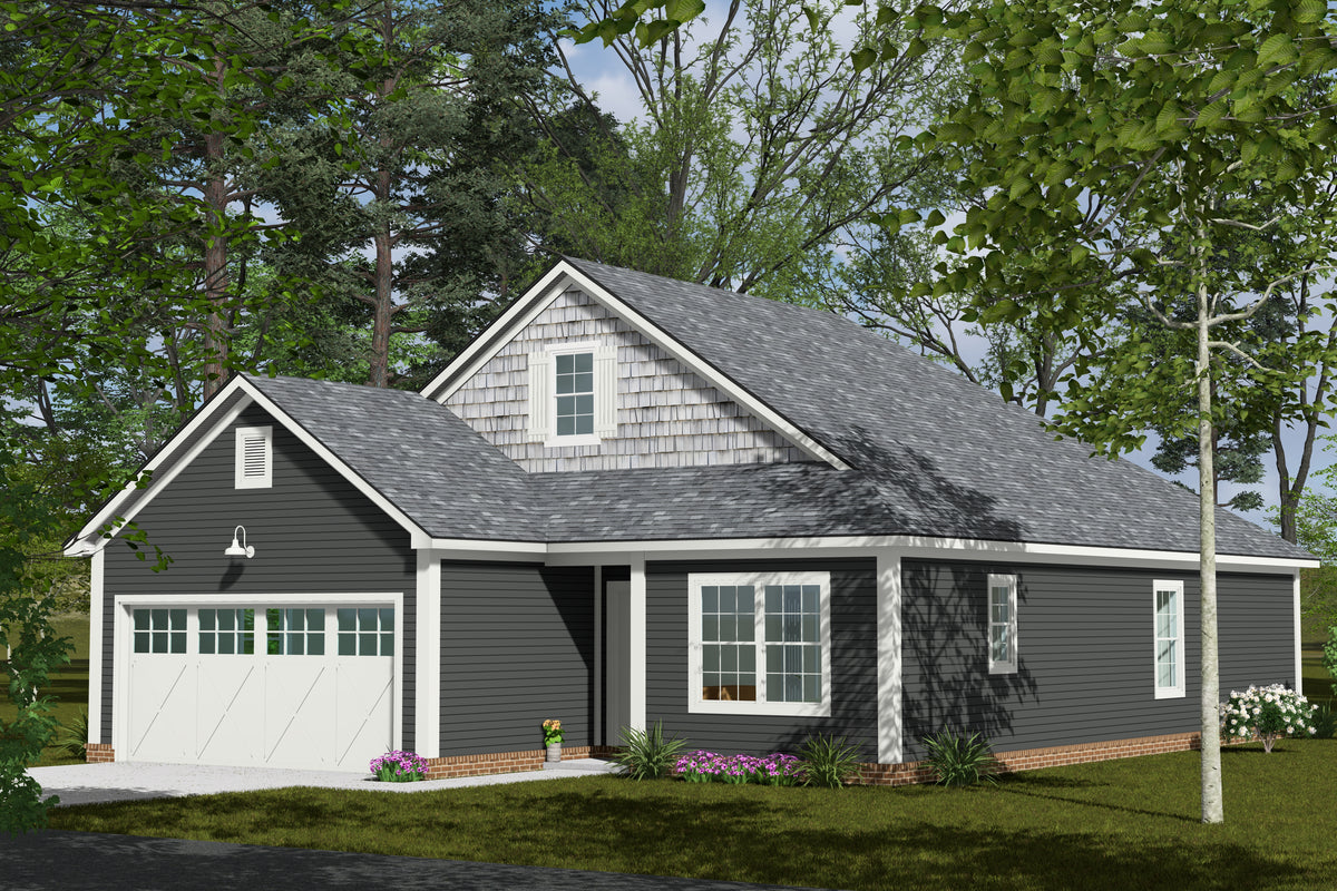 J7740-E Cottage House, 3 Bedrooms, 2 Bathrooms | Plan 24627 Exterior-2