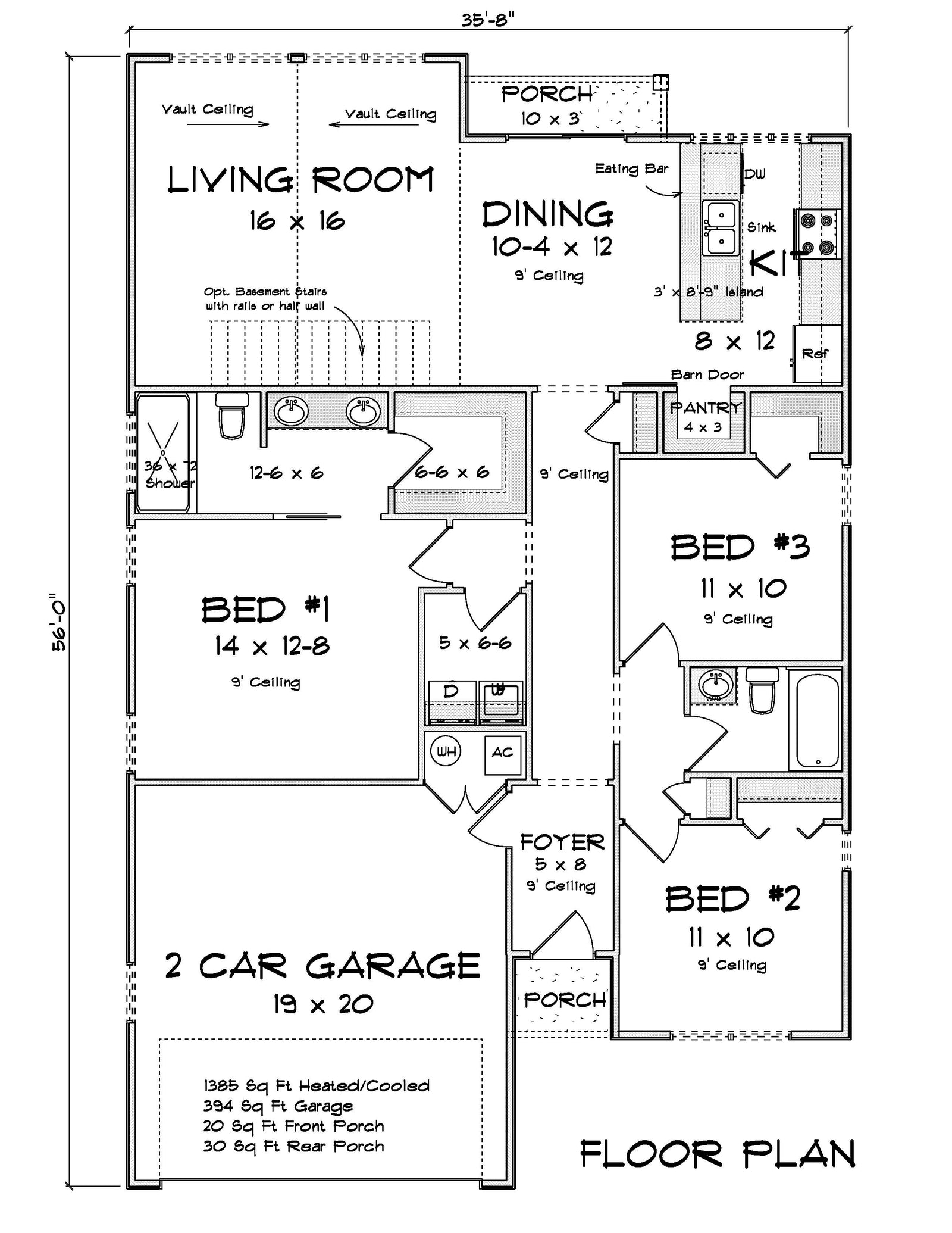 J7740-E Cottage House, 3 Bedrooms, 2 Bathrooms | Plan 24627 Exterior