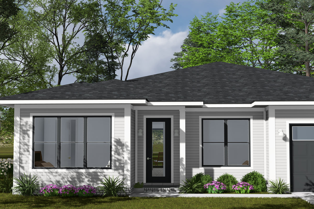 J7741-E Modern House, 4 Bedrooms, 2.5 Bathrooms | Plan 24628 Exterior-2