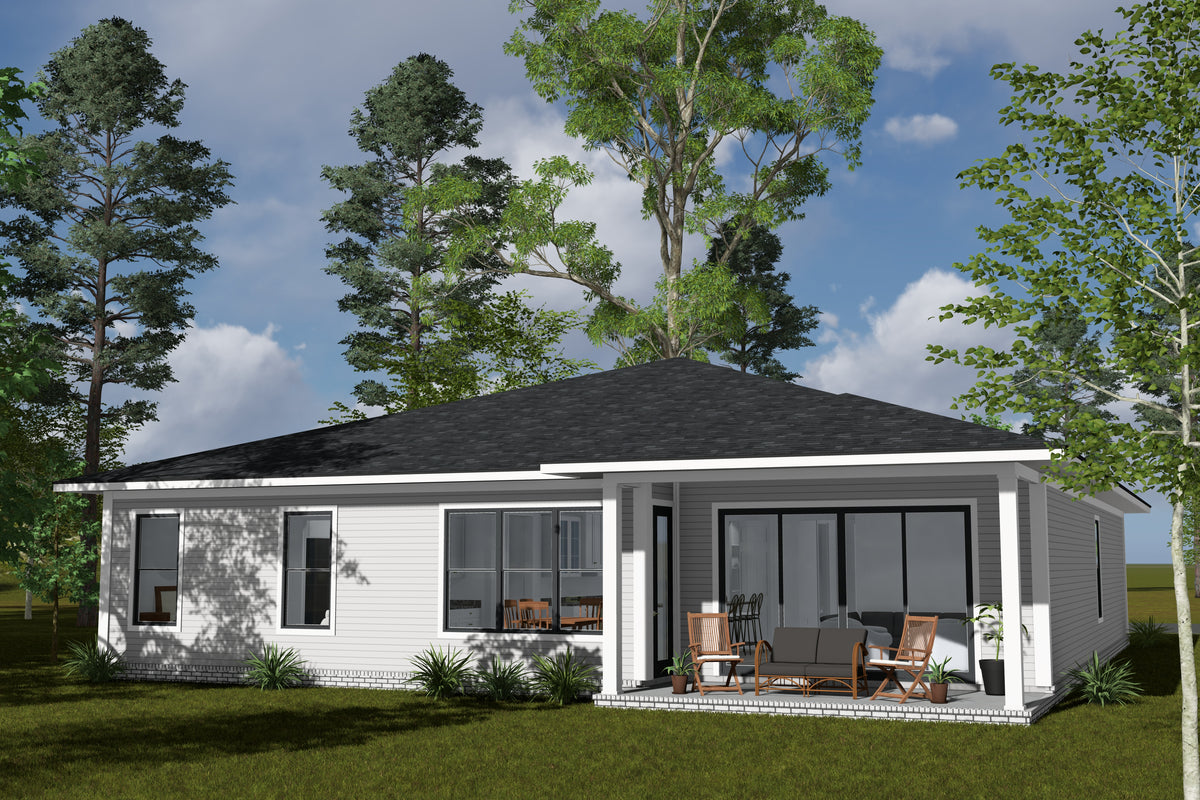 J7741-E Modern House, 4 Bedrooms, 2.5 Bathrooms | Plan 24628 Exterior-6