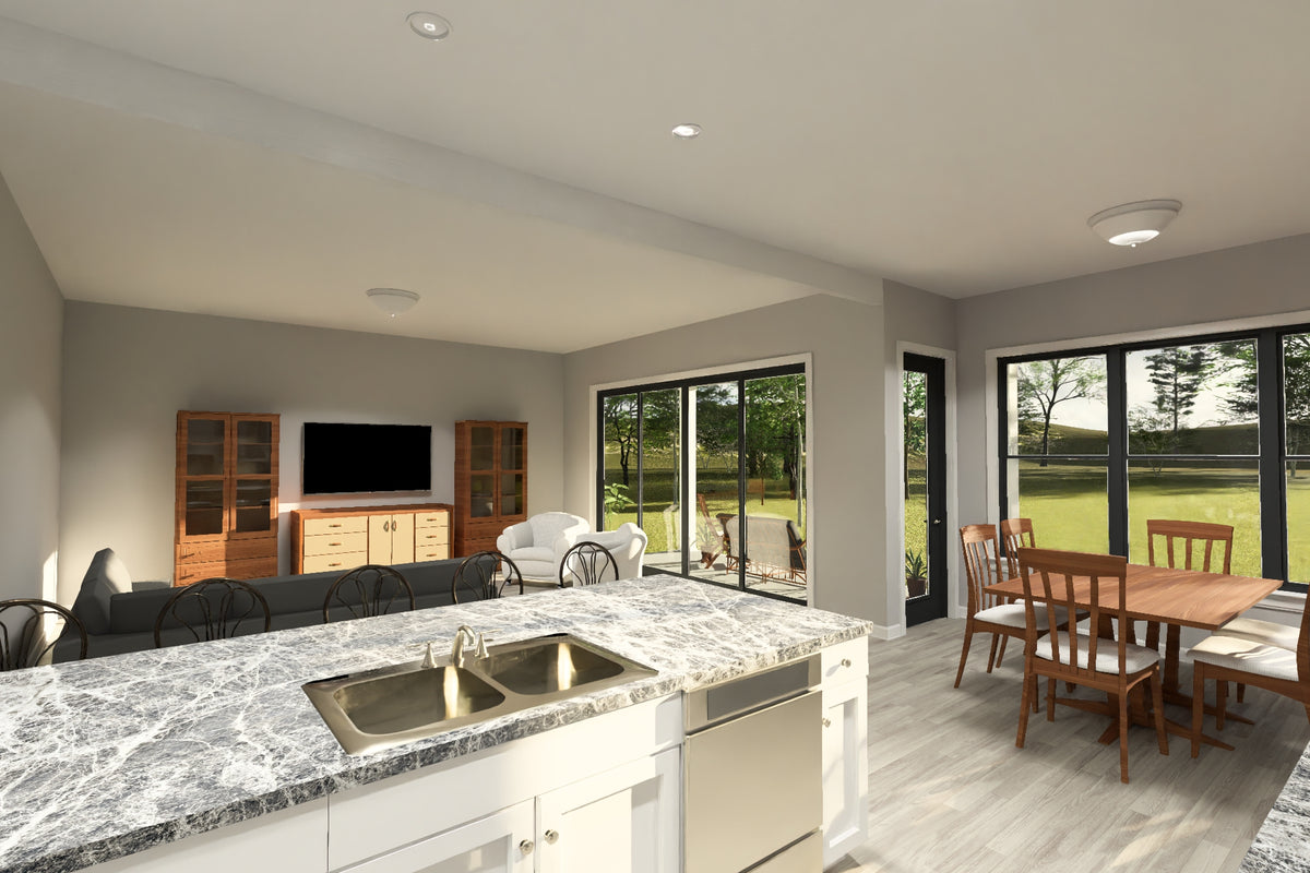 J7741-E Modern House Kitchen, 4 Bedrooms, 2.5 Bathrooms | Plan 24628 