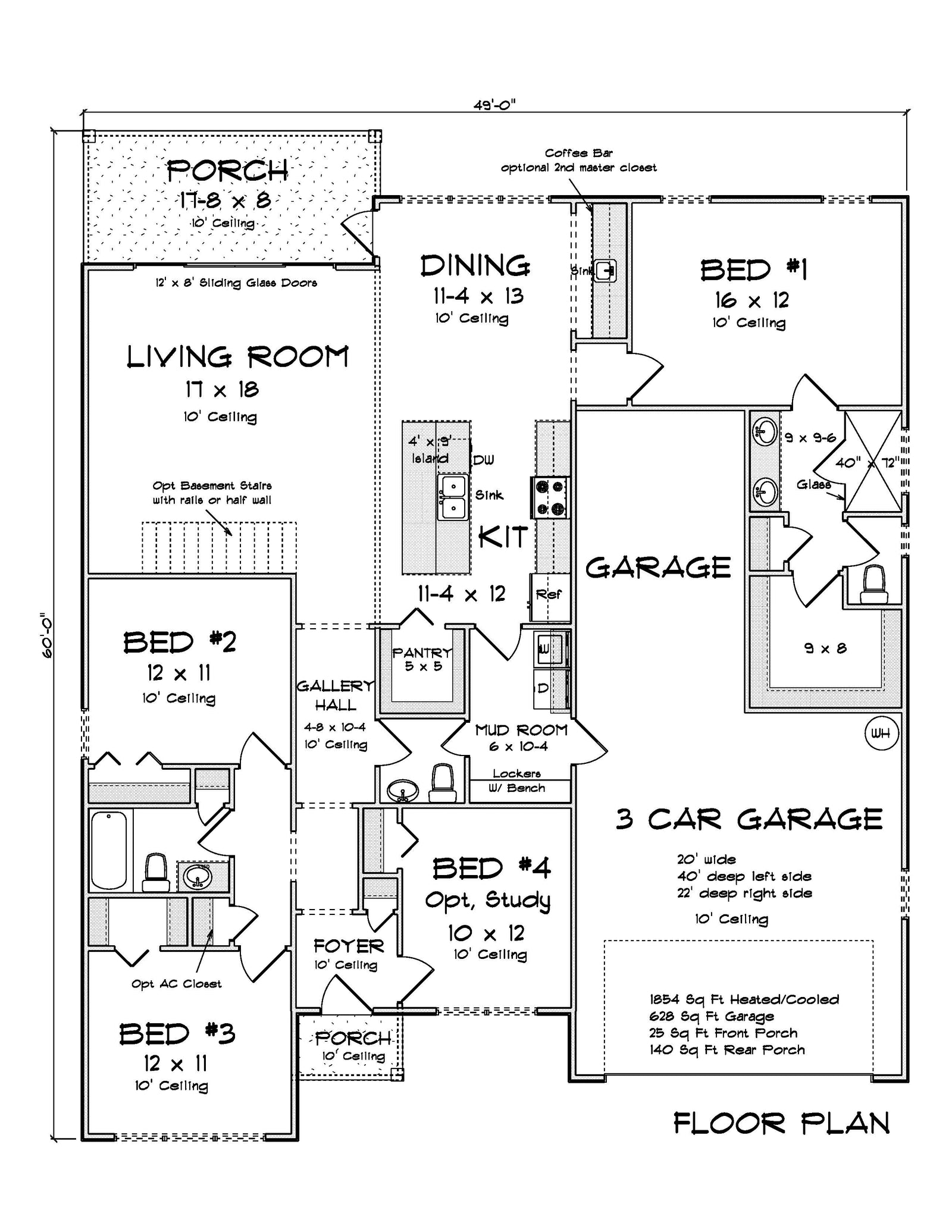 J7741-E Modern House, 4 Bedrooms, 2.5 Bathrooms | Plan 24628 Exterior