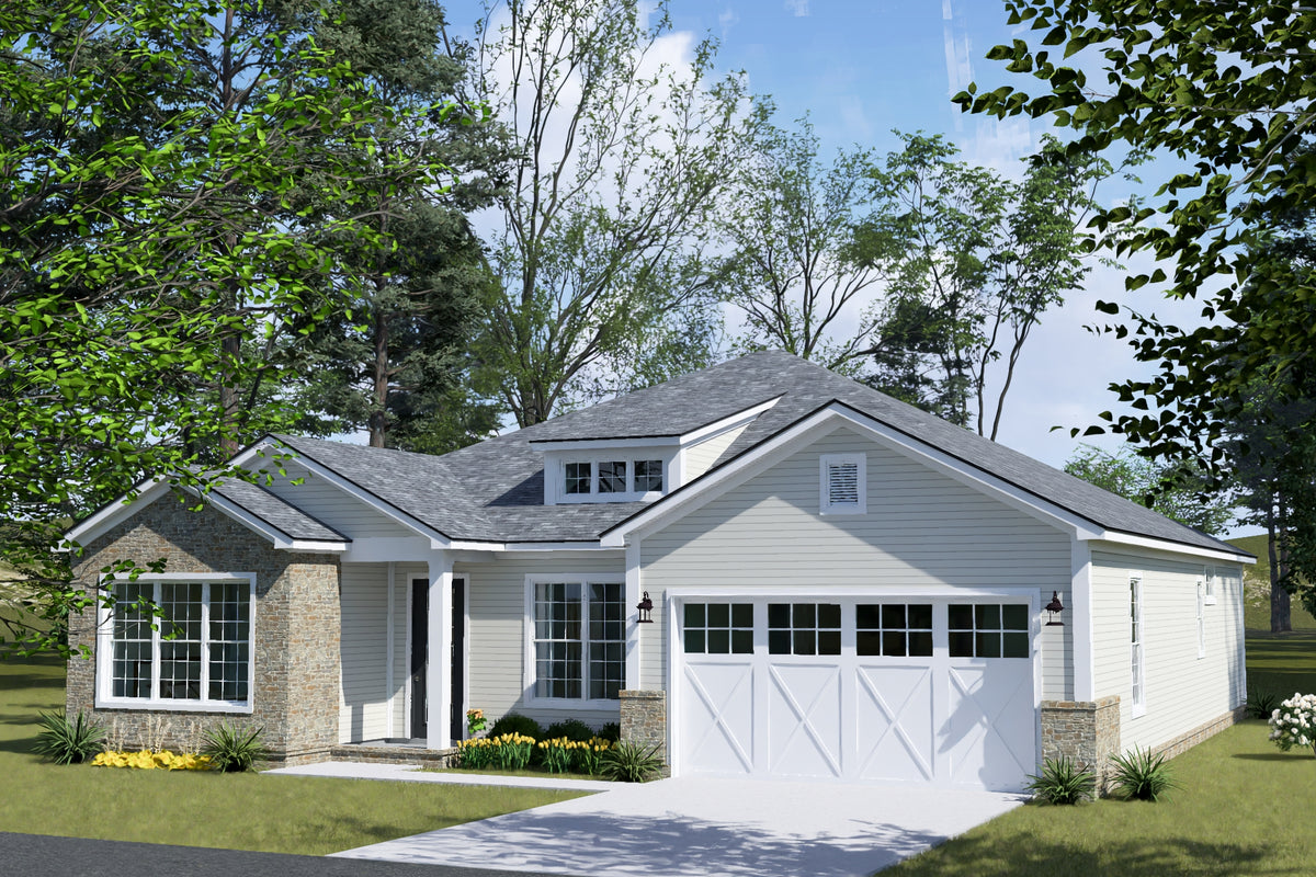 J7742-E Cottage House, 4 Bedrooms, 2.5 Bathrooms | Plan 24629 Exterior-4