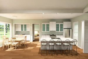 J7742-E Cottage House Kitchen and Dining, 4 Bedrooms, 2.5 Bathrooms | Plan 24629 