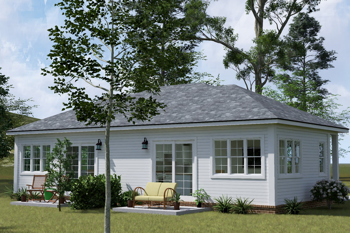 J7743-E Duplex House, 1 Bedroom, 1 Bathroom (each unit) | Plan 24630 Exterior-6