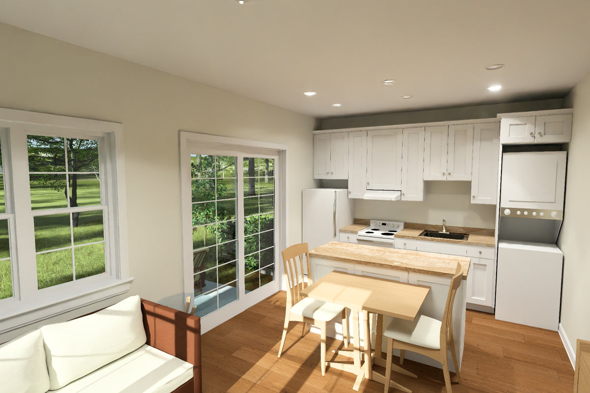 J7743-E Duplex House Kitchen, 1 Bedroom, 1 Bathroom (each unit) | Plan 24630 