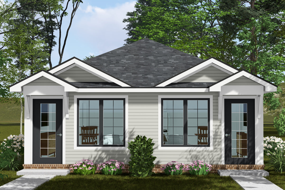 J7860-E Cottage Duplex House, 1 Bedroom, 1 Bathroom | Meadowlawn Exterior-2