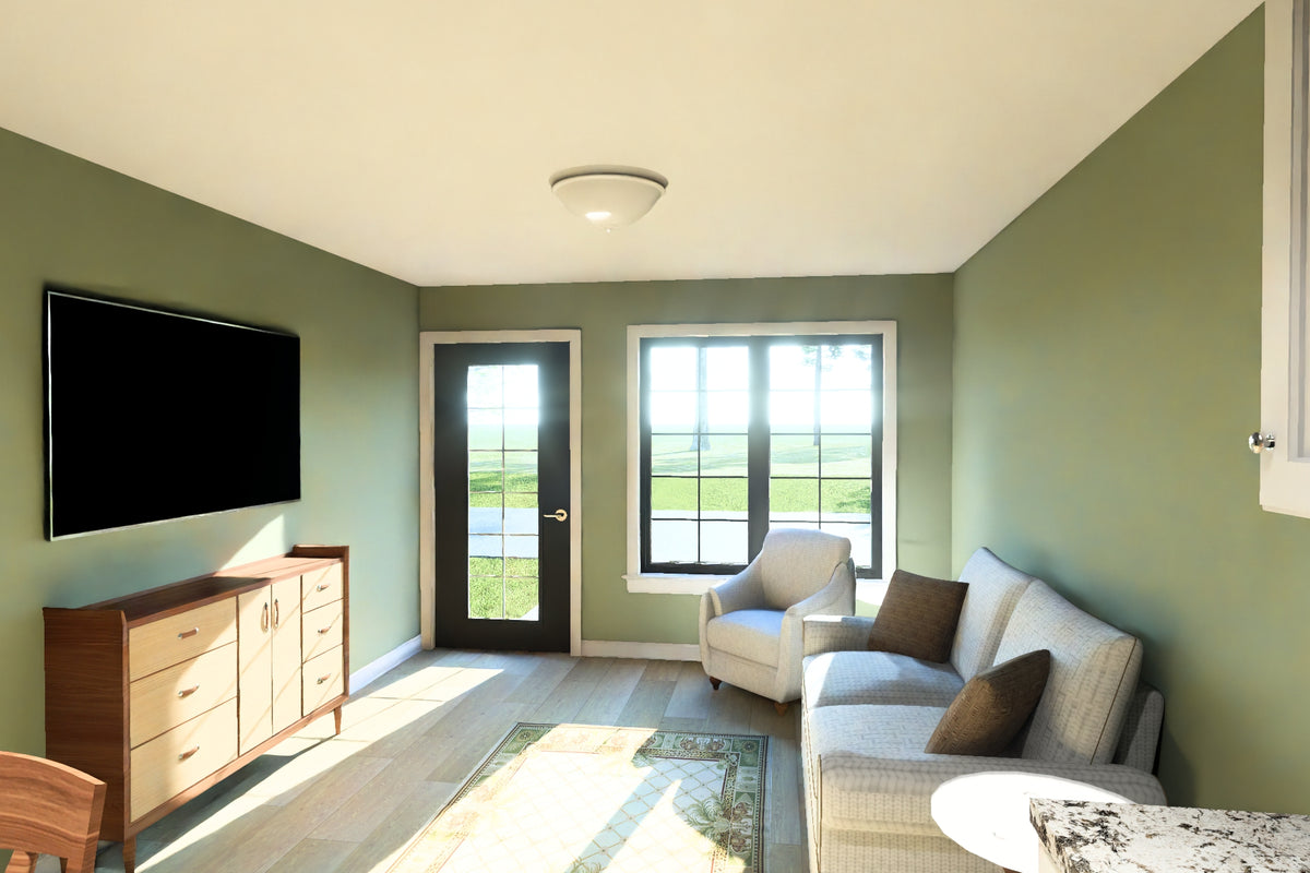J7860-E Cottage Duplex House Living Room, 1 Bedroom, 1 Bathroom | Meadowlawn 