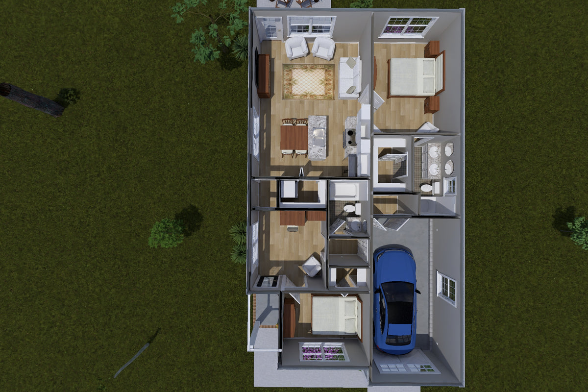 J7862-E Cottage House 3D First Floor, 2 Bedrooms, 2 Bathrooms | Granite Hollow 24636 