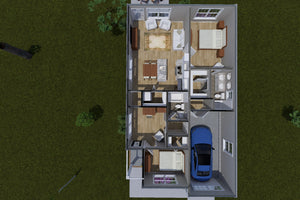 J7862-E Cottage House 3D First Floor, 2 Bedrooms, 2 Bathrooms | Granite Hollow 24636 