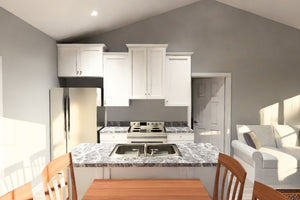 J7863-E Cottage Duplex House Kitchen, 2 Bedrooms, 2 Bathrooms per unit | Aldercrest 24637 