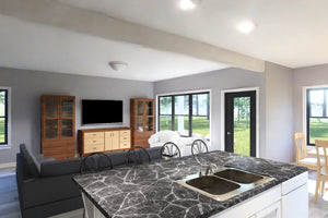 J7864-E Contemporary House Living Room, 4 Bedrooms, 2.5 Bathrooms | Riverglade 24638 