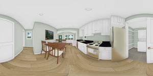 J7922-E Cottage House Kitchen Panorama, 1 Bedroom, 1 Bathroom | Plan 24641  