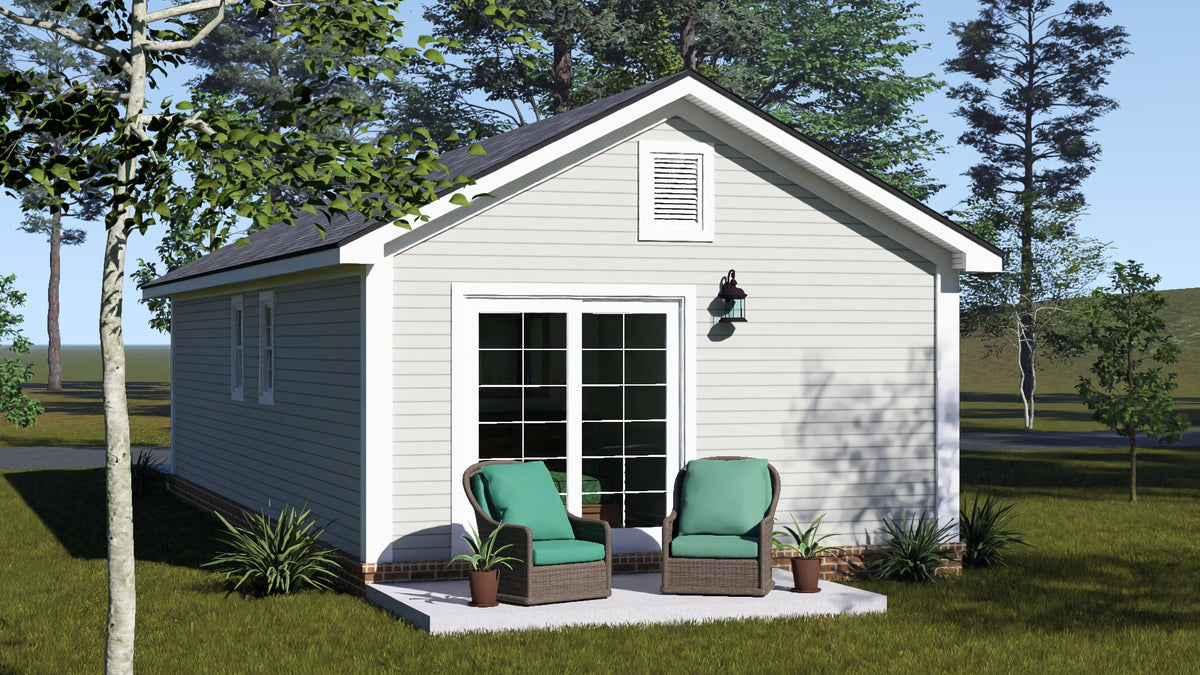 J7922-E Cottage House, 1 Bedroom, 1 Bathroom | Plan 24641 Exterior-4
