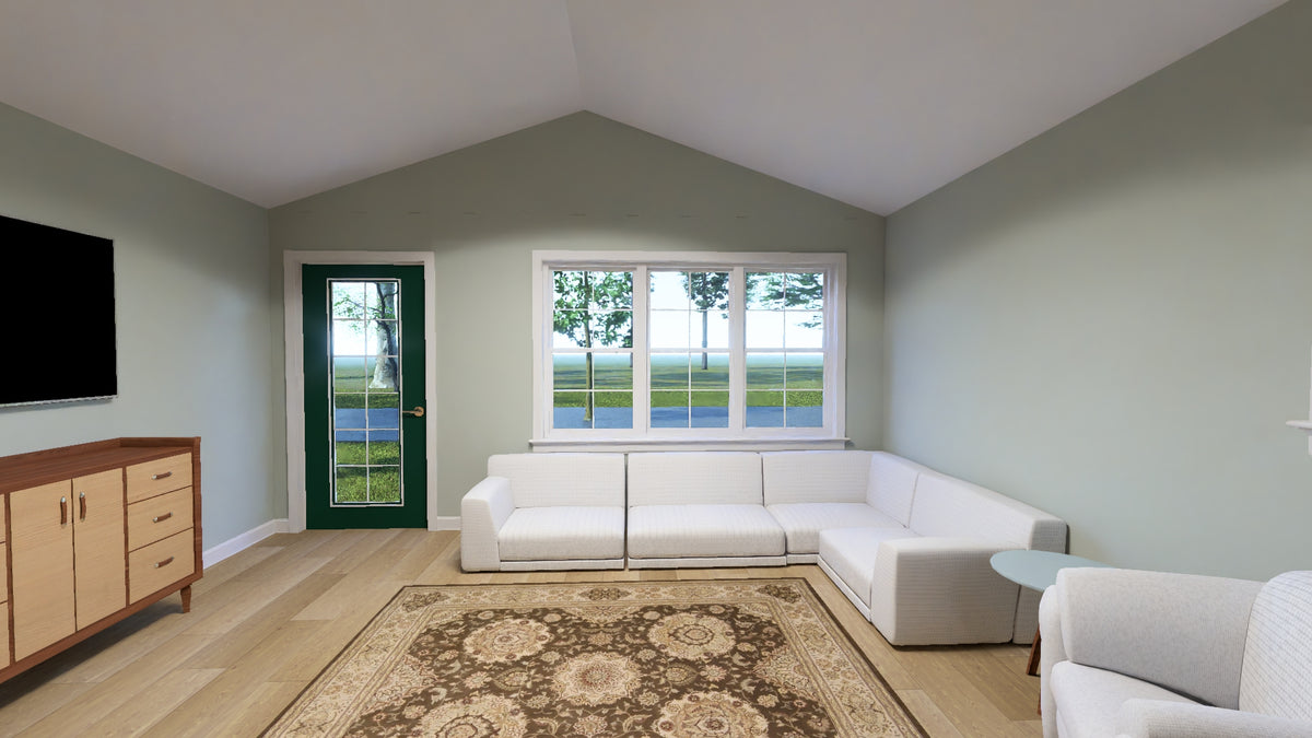J7922-E Cottage House Living Room, 1 Bedroom, 1 Bathroom | Plan 24641 