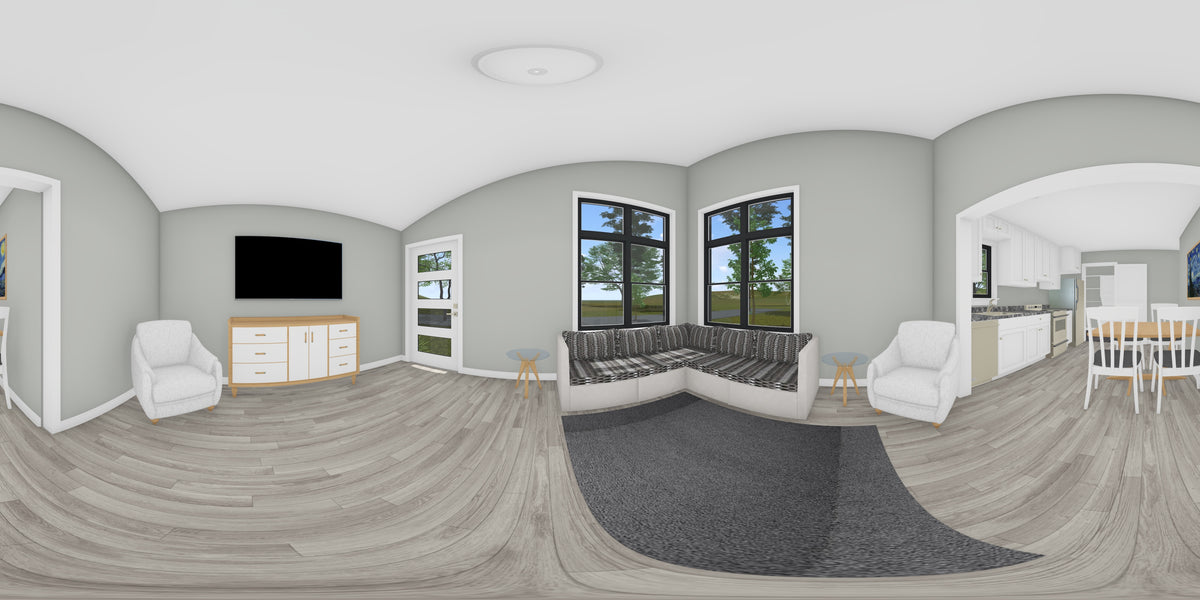 J7923-E Modern House Living Panorama, 1 Bedroom, 1 Bathroom | Plan 24642 
