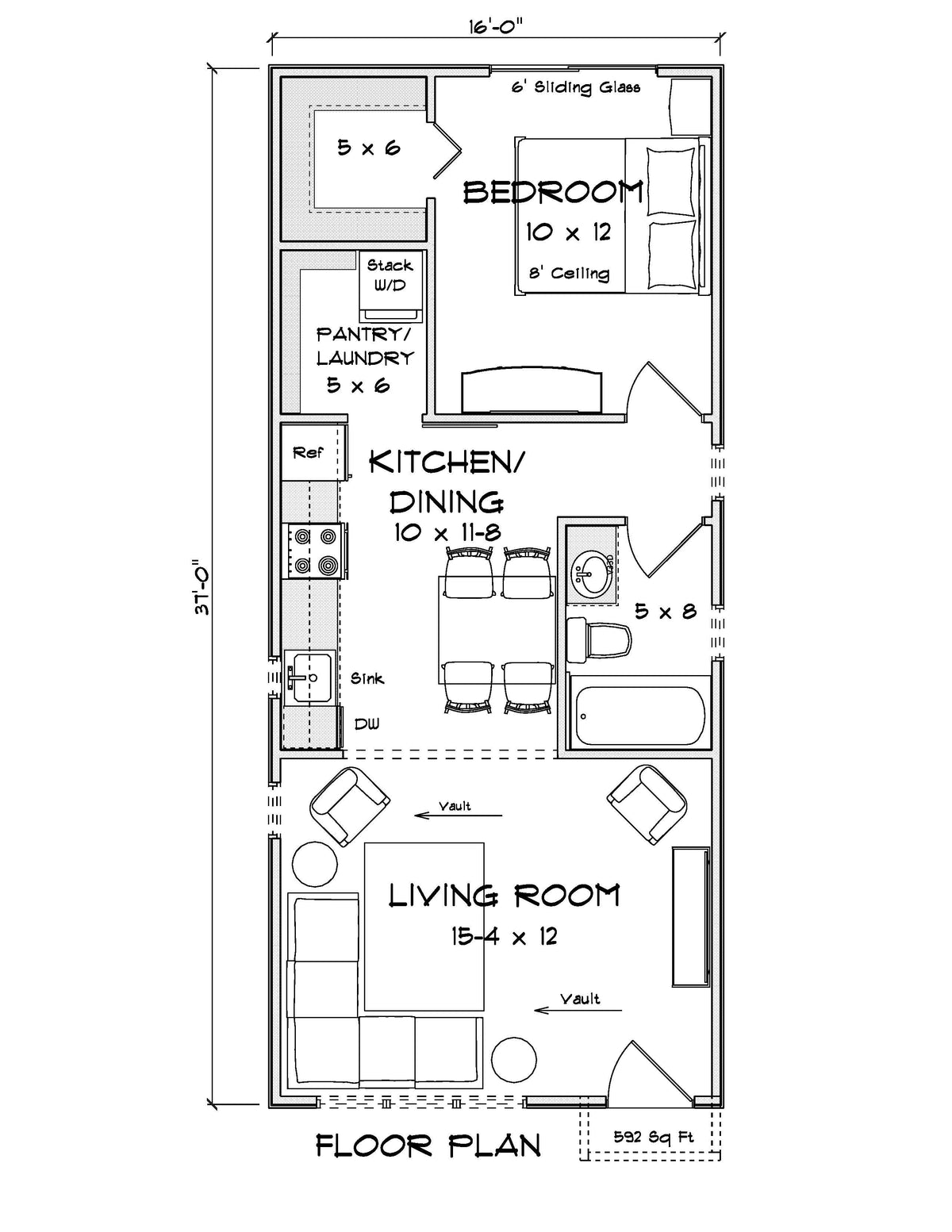 J7923-E Modern House First Floor Plan, 1 Bedroom, 1 Bathroom | Plan 24642 