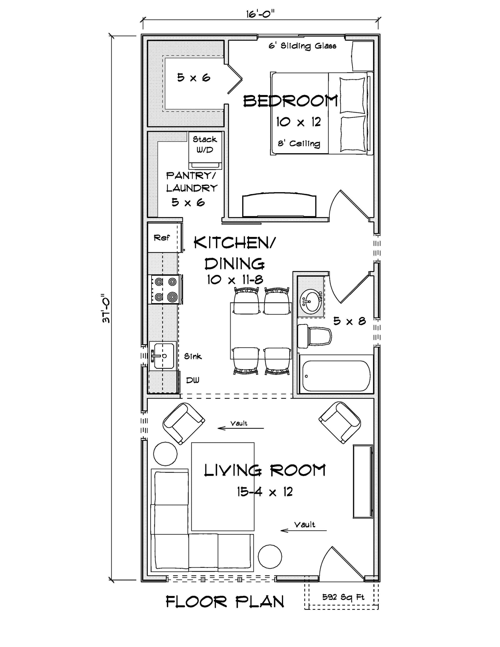 J7923-E Modern House, 1 Bedroom, 1 Bathroom | Plan 24642 Exterior