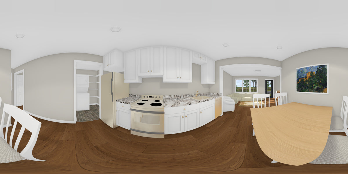 J7924-E Craftsman Duplex House Kitchen Panorama, 2 Bedrooms, 2 Bathrooms | Plan 24643 